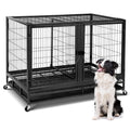 48 inch Large Wire Dog Crate with Lockable Wheels C7709