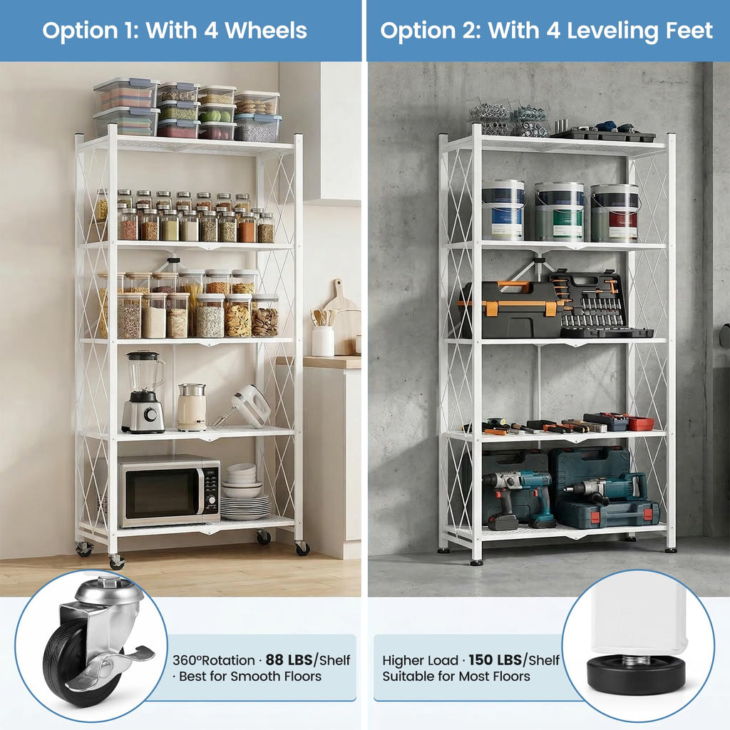 70.7" H 5 Tier Metal Storage Shelves on Wheels B112929