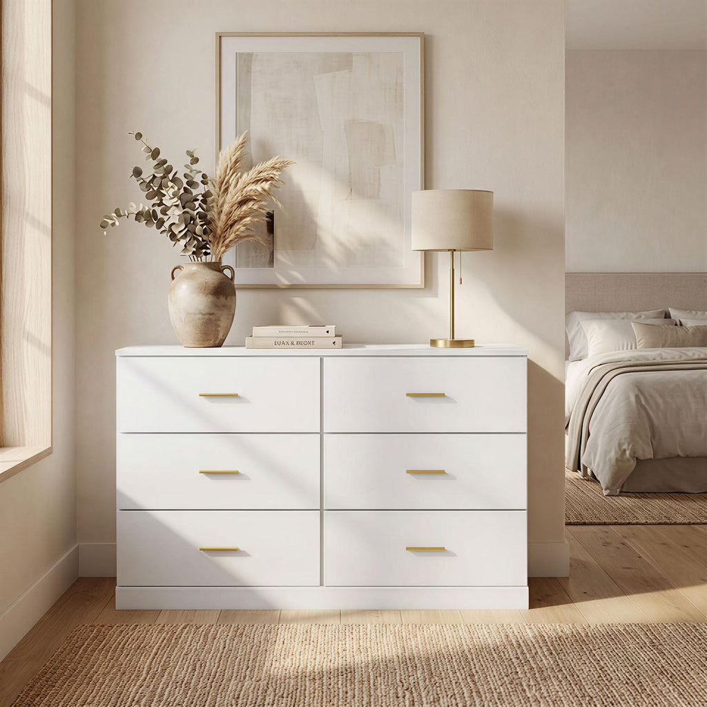 White 6 Drawer Dresser D3670