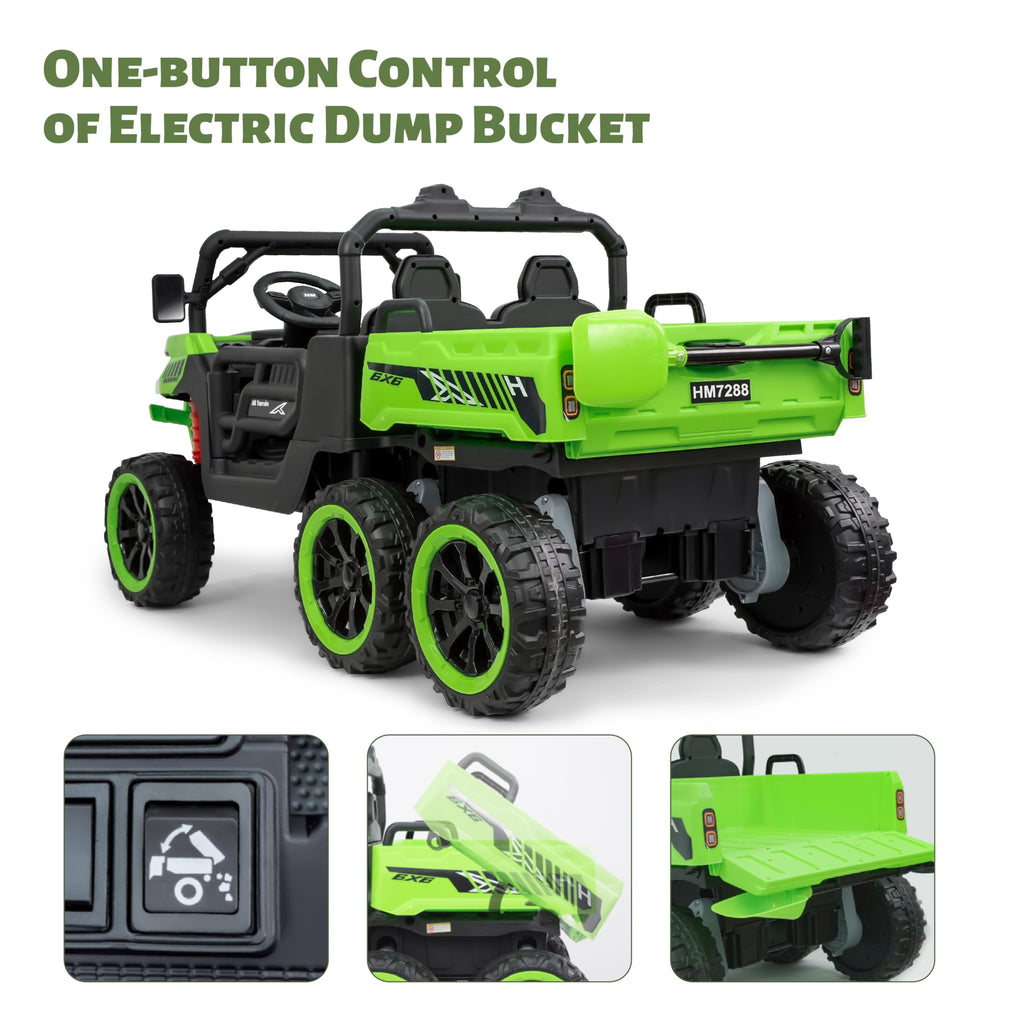 24V 2 Seater 6x6 Electric Ride On Dump Truck with Remote Control, Green U568613