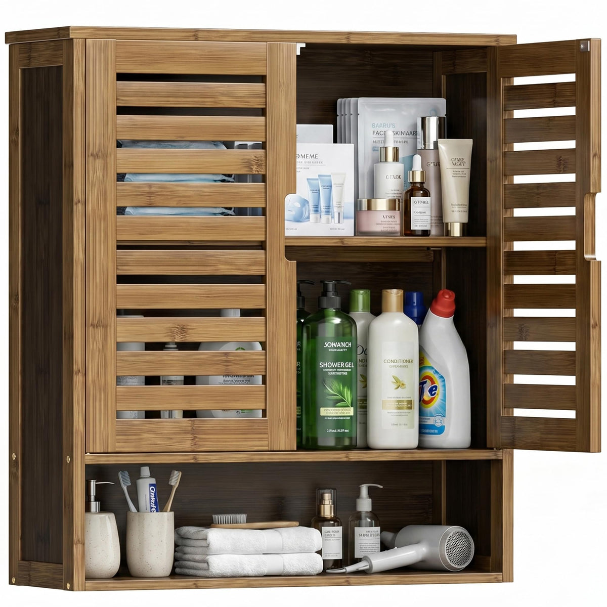 Bamboo Over-The-Toilet Storage Cabinet with 2 Door I4069