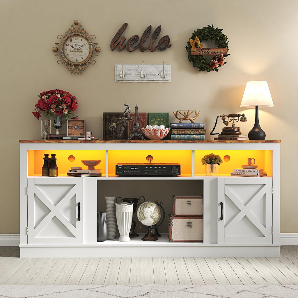 Farmhouse TV Stand for 70/75/80 Inch TV, White N118120