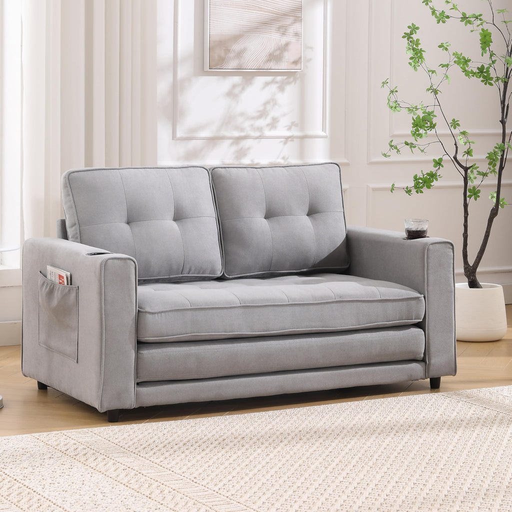 Light Gray Convertible Futon Sofa Bed K2850