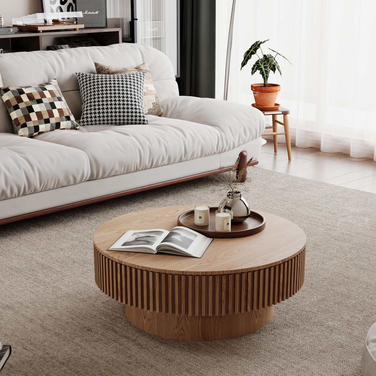 31.5'' Round Coffee Table with Storage G358
