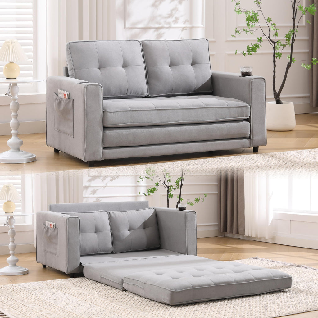 Light Gray Convertible Futon Sofa Bed K2850