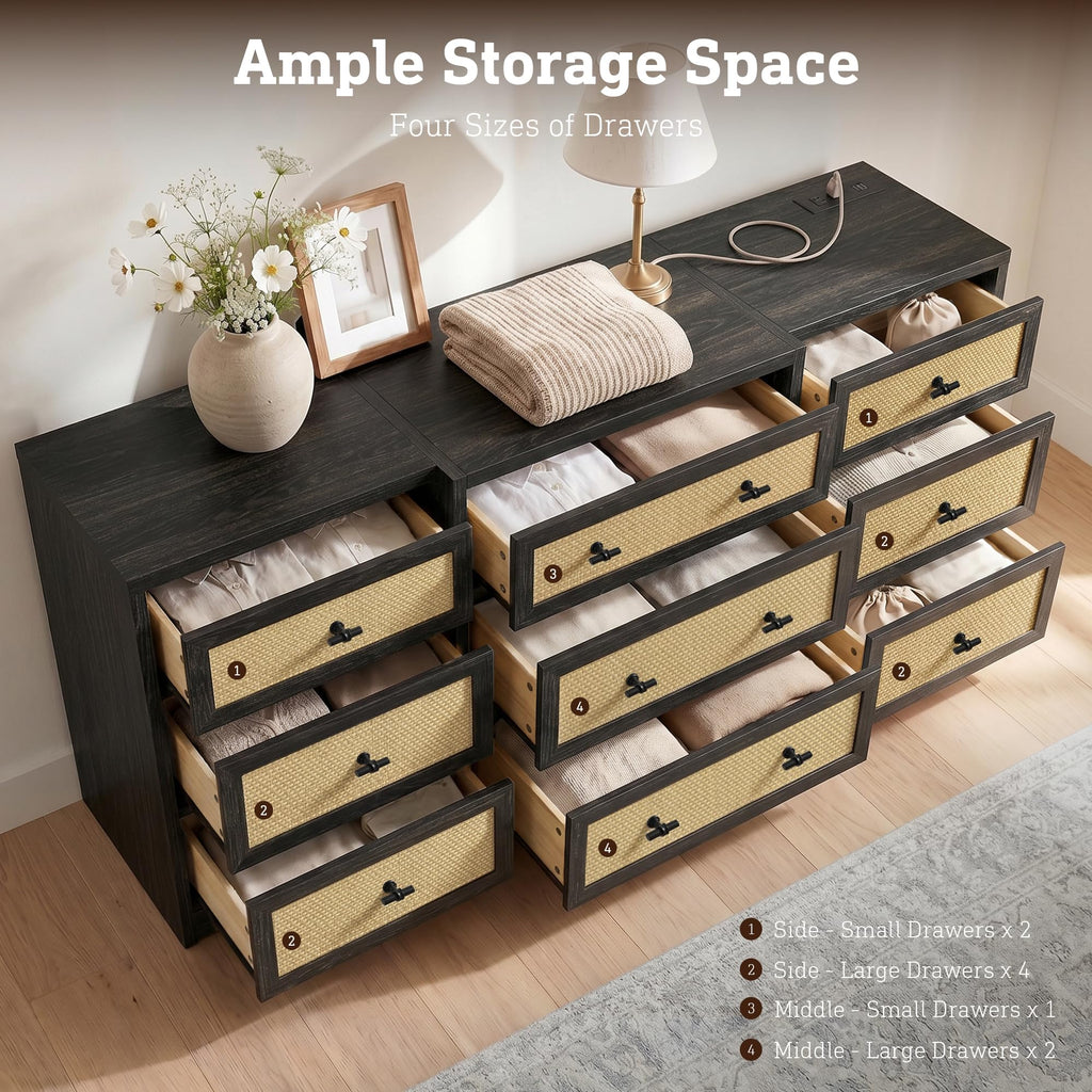 9 Drawer Rattan Dresser Q109167