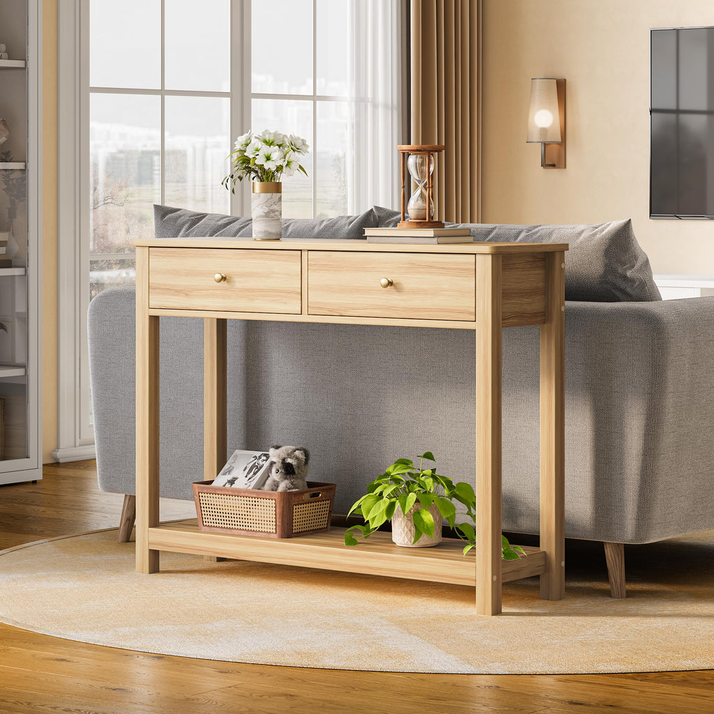 2 Drawer Oak Console Table J5074