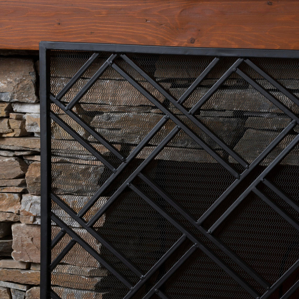 Black Wrought Iron Fireplace Screen J316391
