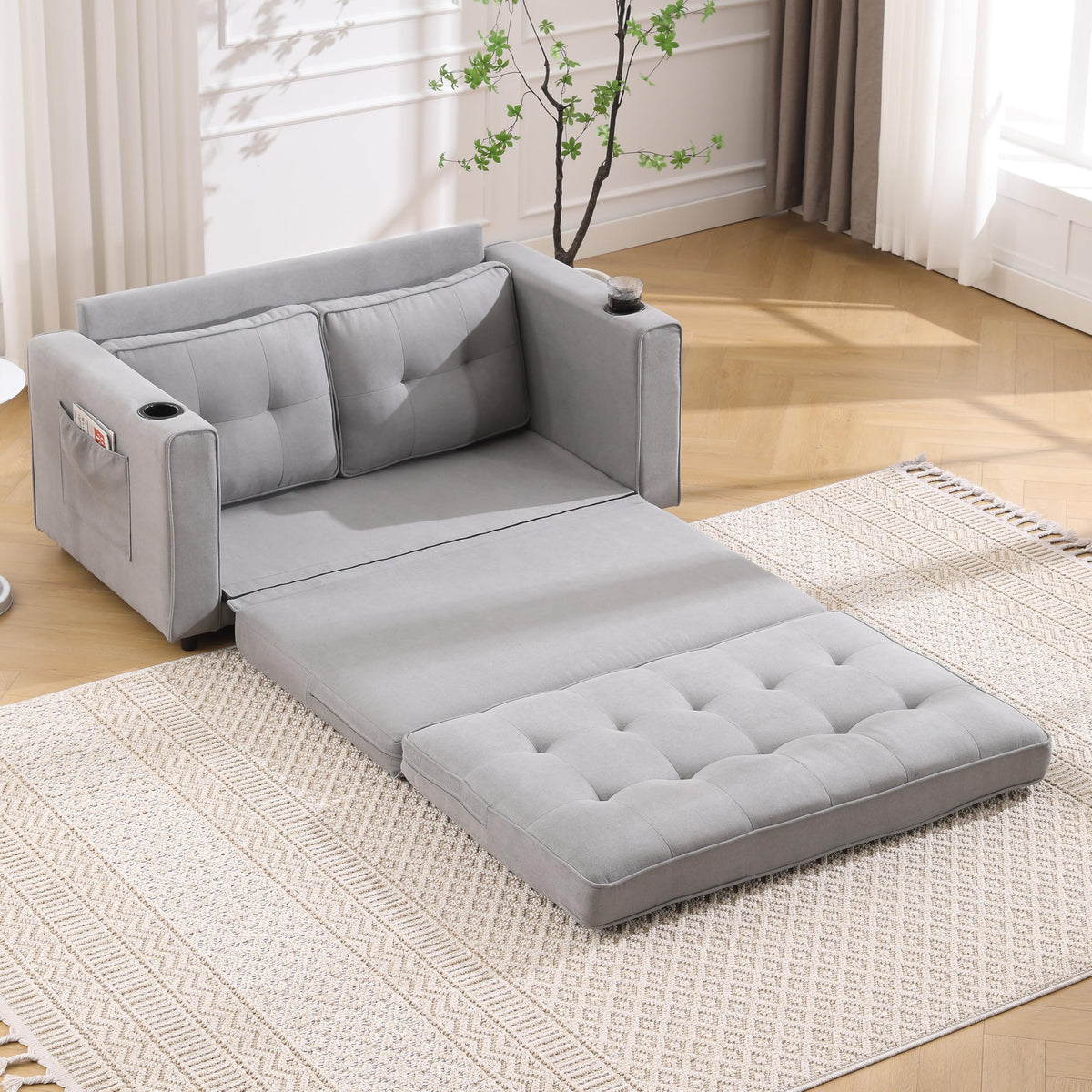 Light Gray Convertible Futon Sofa Bed K2850