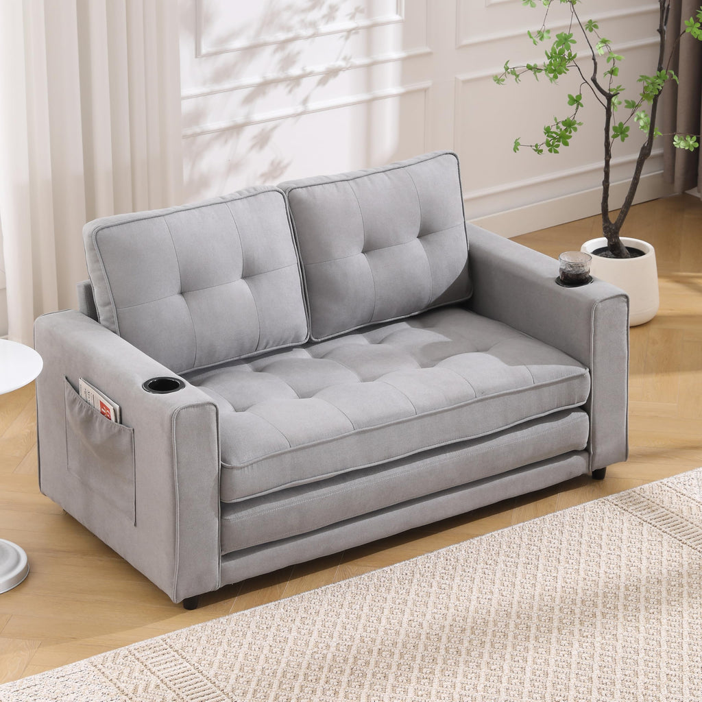 Light Gray Convertible Futon Sofa Bed K2850