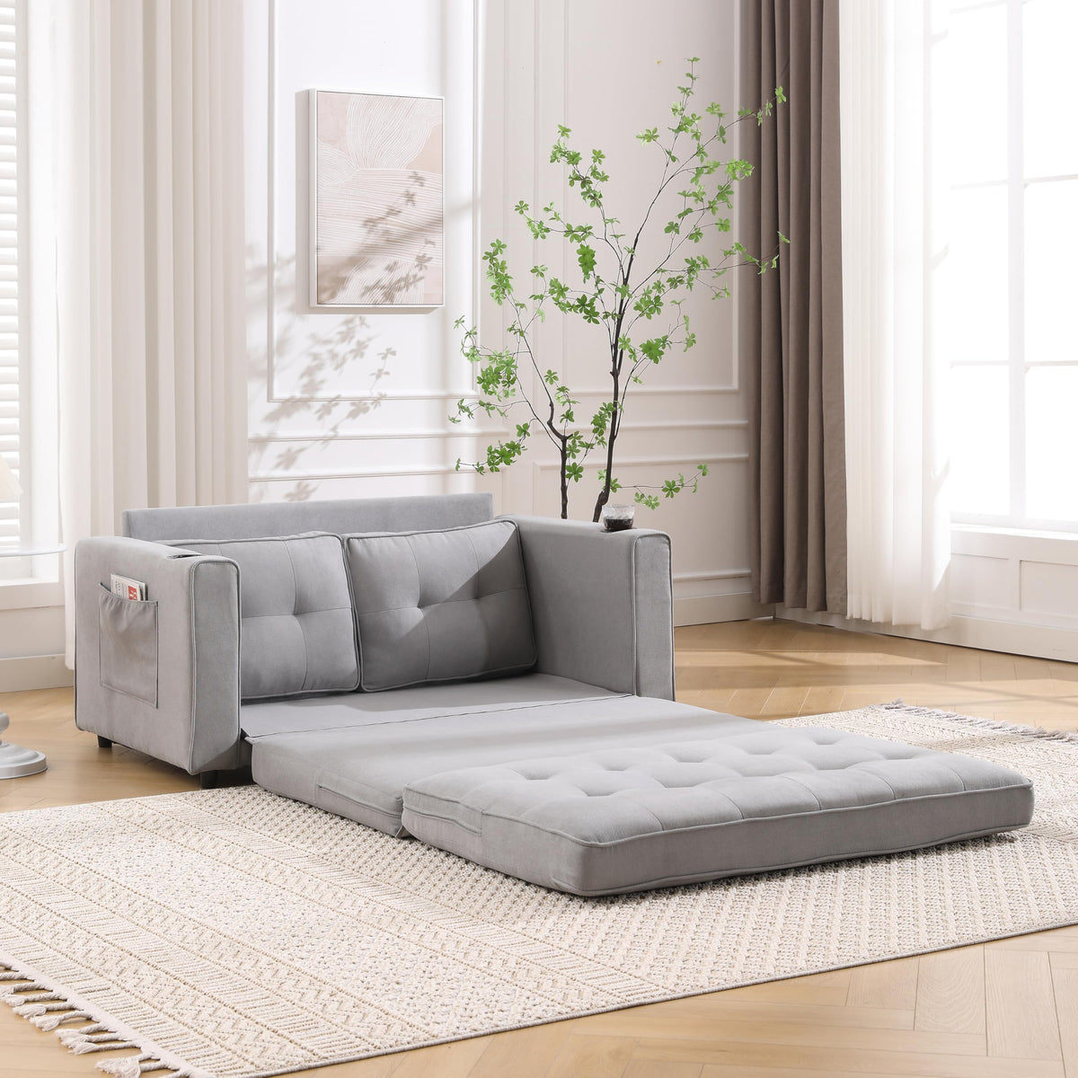 Light Gray Convertible Futon Sofa Bed K2850