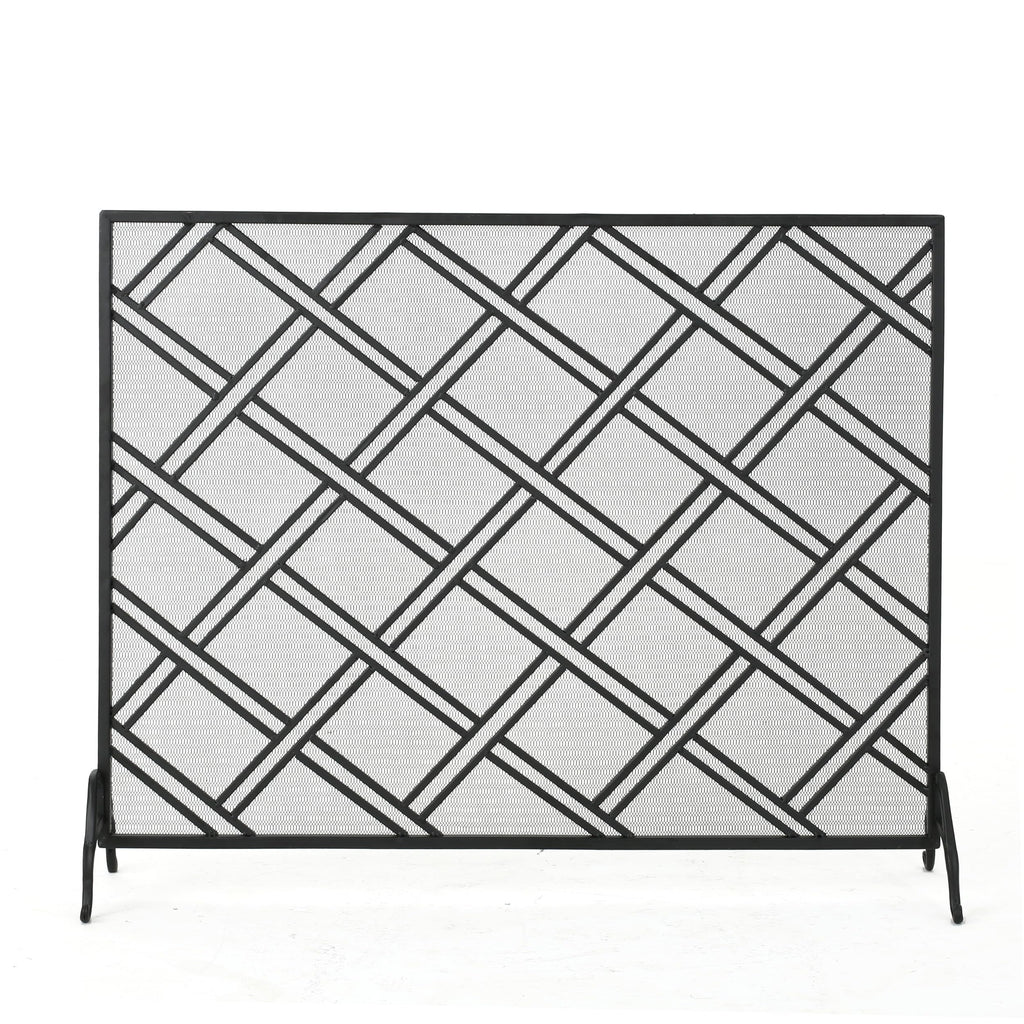 Black Wrought Iron Fireplace Screen J316391