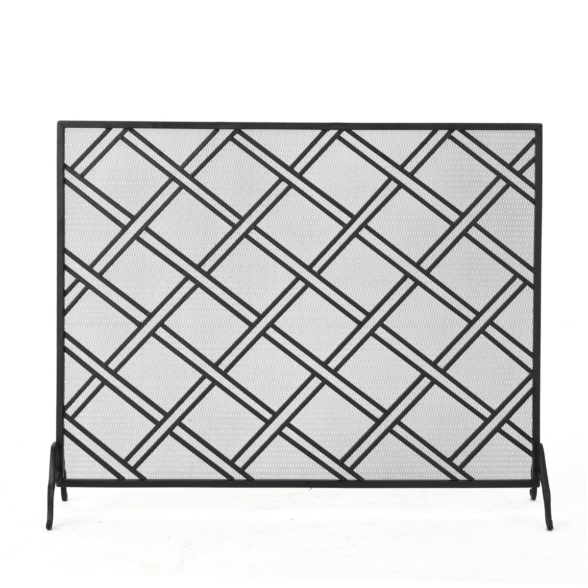 Black Wrought Iron Fireplace Screen J316391