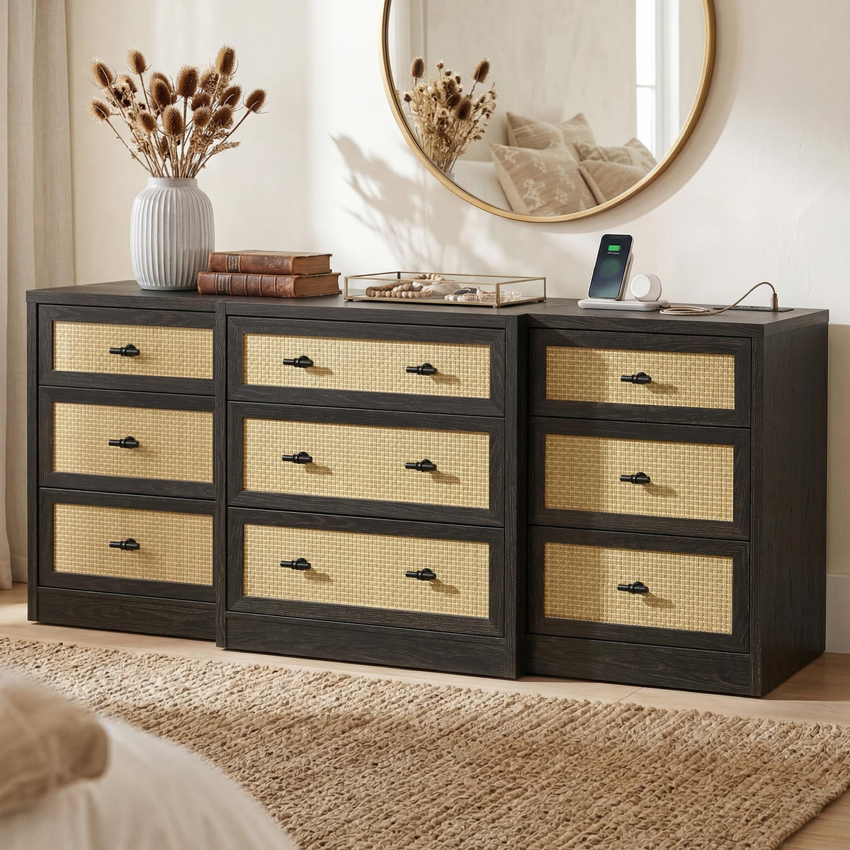9 Drawer Rattan Dresser Q109167