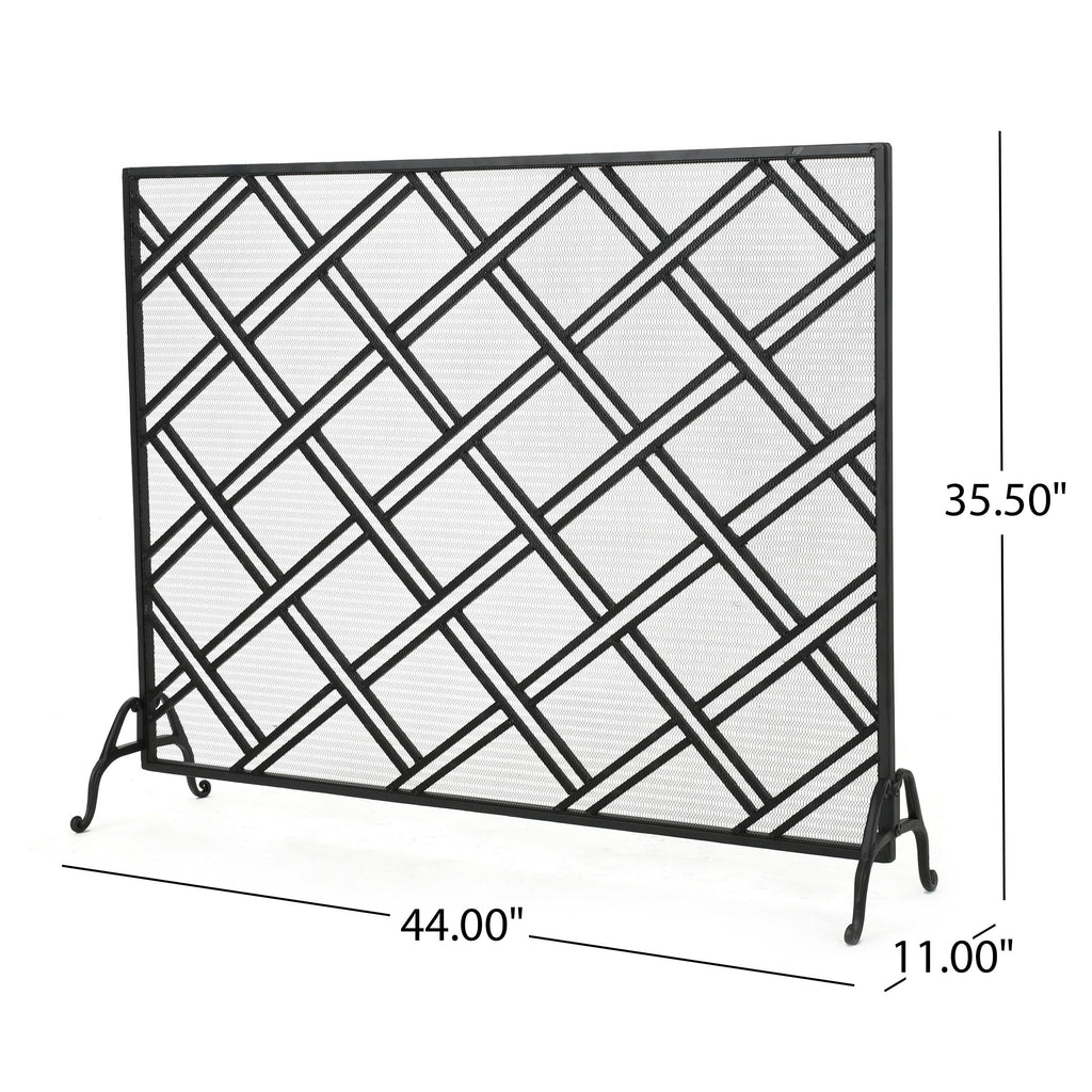 Black Wrought Iron Fireplace Screen J316391