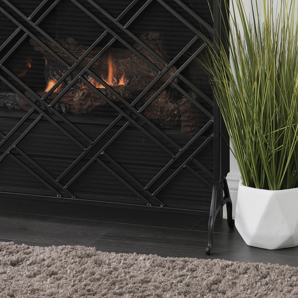 Black Wrought Iron Fireplace Screen J316391